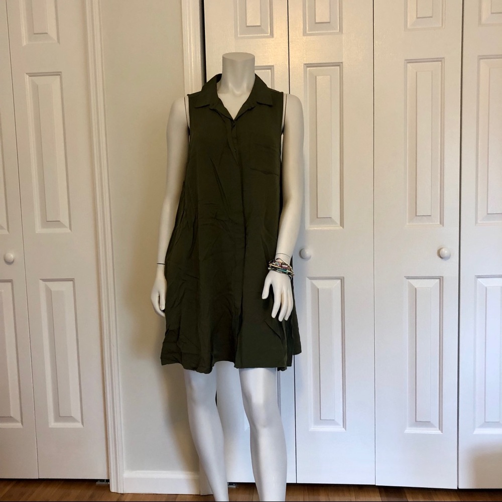 Olive green dress WITH POCKETS